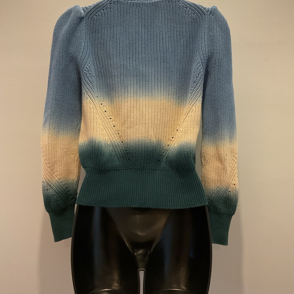 Veronica Beard Parula Cardigan XS Blue Ivoryβ Green Ombre Dip Dye Knit - Picture 3 of 8